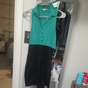 Naked Zebra Teal and Black Midi Dress